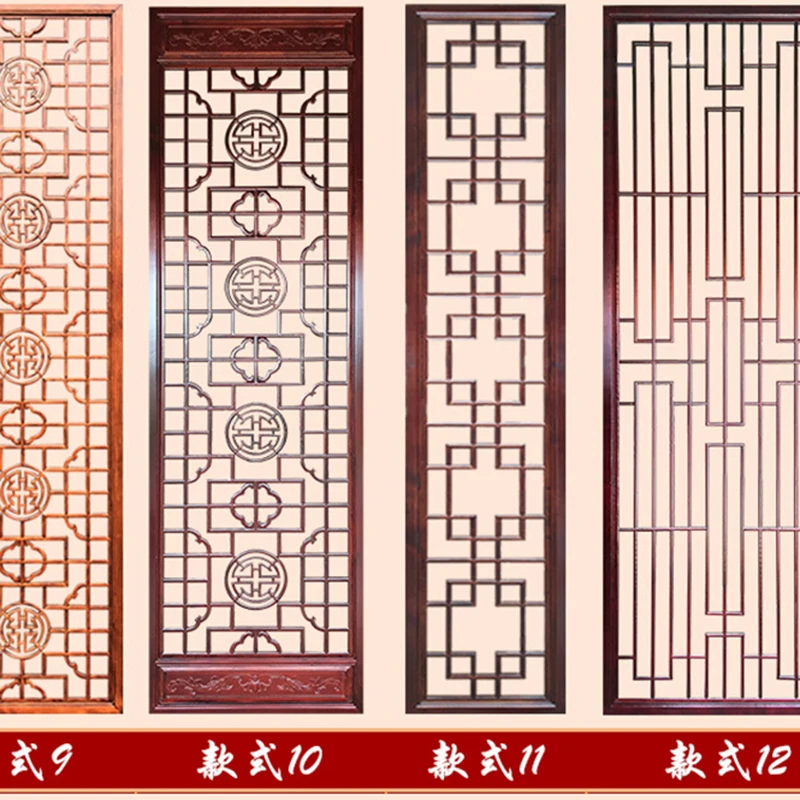 New Chinese solid wood screen living room partition screen cabinet hollow out board carvings porch
