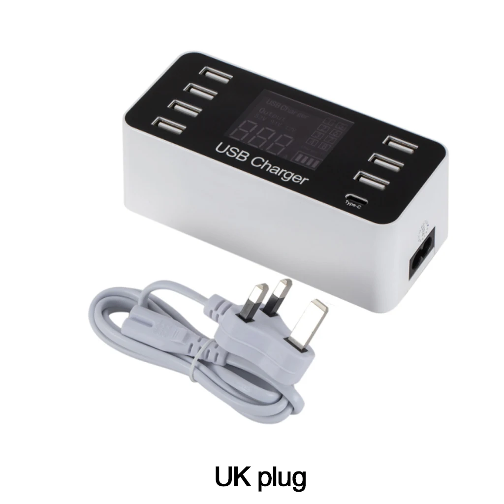 8 портов Смарт usb зарядная станция с ЖК-цифровым дисплеем 40 Вт многопортовое зарядное устройство для смартфонов планшетных ПК AU EU US UK Plug