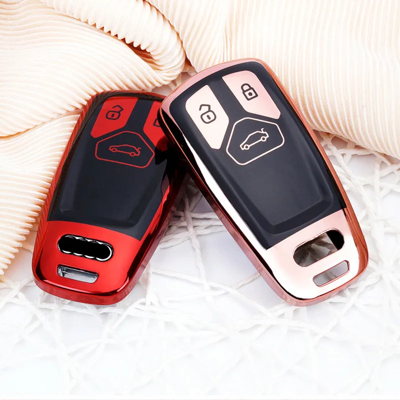 

soft TPU Car Key Cover Case Key Case For AUDI A4 B9 Q5 Q7 TT TTS 8S A4L Q5L 2016 2017 Key Bag Shell Cover Holder Car Styling