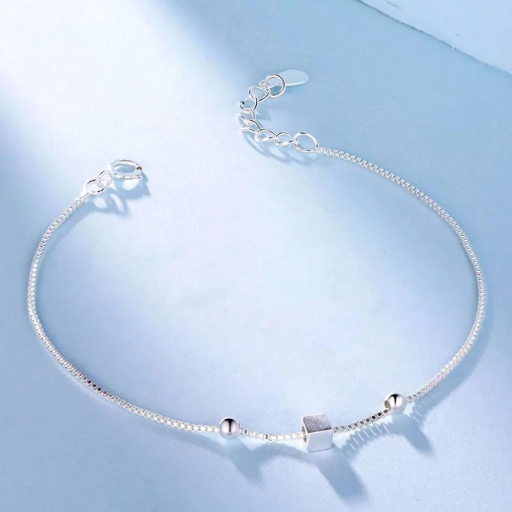 Новые поступления серебряный цвет кубик коробка Бусы Браслеты Модный браслет