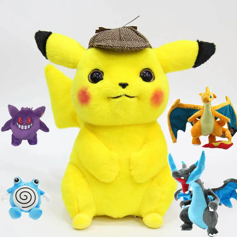 Pikachu Dective плюшевые игрушки Jigglypuff Poliwhirl Charmander игрушка генгар Аниме Кукла Детская