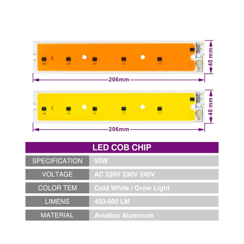 LED COB Plant Grow Light Chip Full Spectrum AC220V 50W Smart IC Cold White LED Lamp Beads Chip For DIY Led Floodlight Spotlight