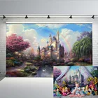 Сказочный фон с изображением замка для детского дня рождения баннер фотография фоны Радуга детский день рождения фон