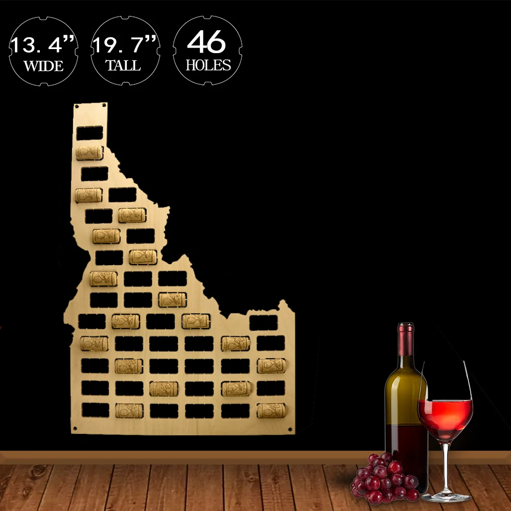 Карта с Деревянной Стеной в виде пробкового вина штате Айдахо Настенная карта