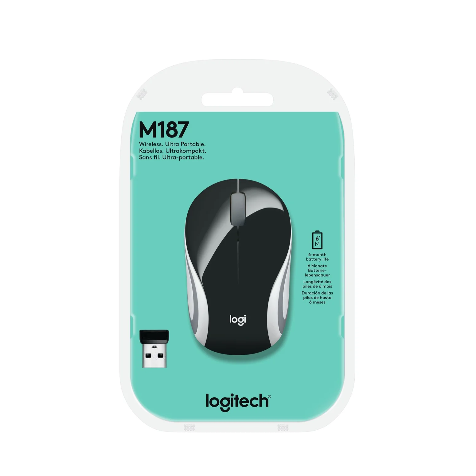 Logitech M187 симметричная оптический RF Беспроводной 1000 Точек на дюйм 51 9 г черный |