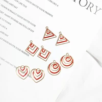 10pcslot fashion geometric enamel charms round triangle heart shape diy handmade bracelet earring accessories pendants
