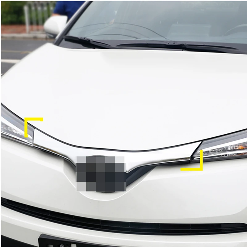 Chrome Carbon Fiber Style 1pcs Trim Front Hood Grill Outside Styling For Toyota C-HR CHR 2017 2018 2019 Accessories | Автомобили и