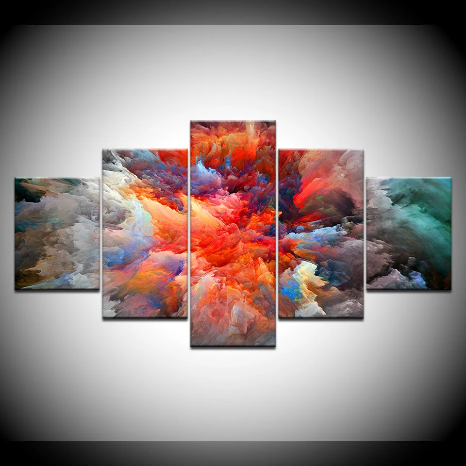 Холст Краски ing абстрактный дым взрыв 5 предмета в комплекте Wall Art модульная обои