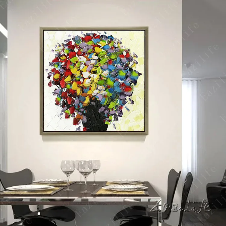 Цветок Ручная роспись палитра нож 3D текстура холст Картина маслом настенные