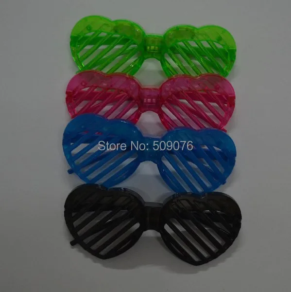 

Free shipping 24pcs/lot LED Flashing Light Up Heart-shaped glasses led Shutter glasses face mask for Party Supplies