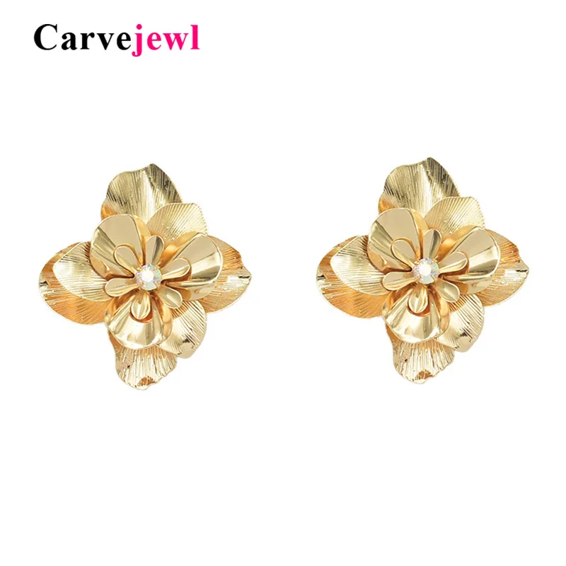Carvejewl 1 пара новые модные серьги золотого цвета с большим цветком для женщин