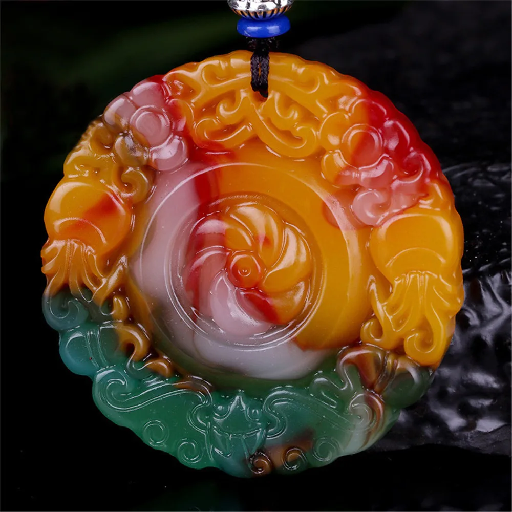 Новый стиль натуральный золотой шелк Jadeite семь цветов курица кровь Камень