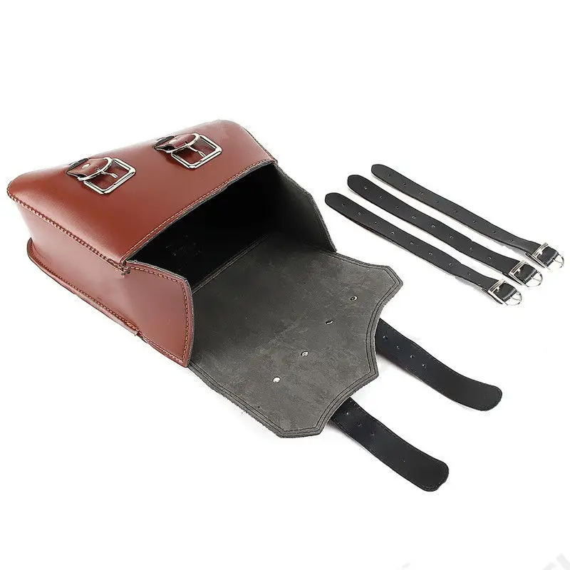 Универсальная коричневая кожаная сумка для мотоцикла седло хранения багажа
