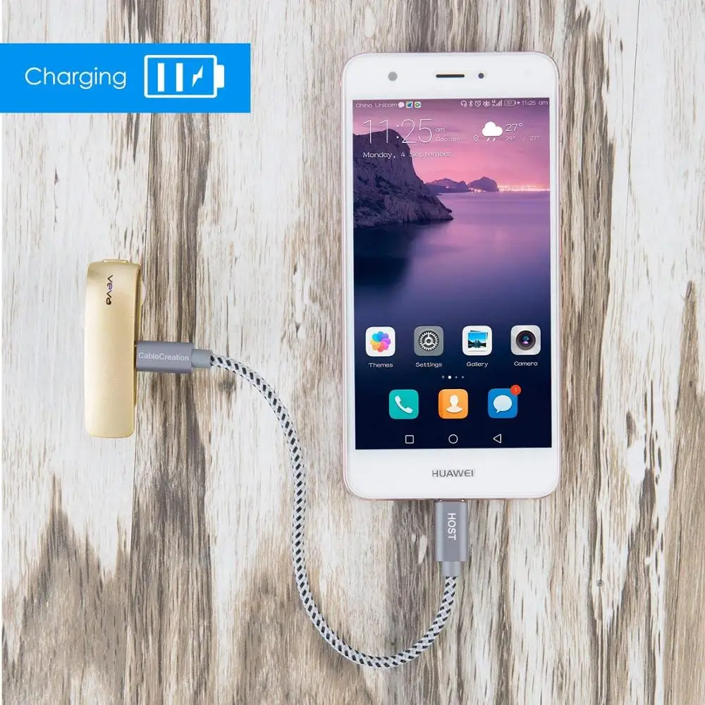 Кабель CableCreation OTG с USB C на Micro плетеный шнур типа 480 Мбит/с совместимый устройствами