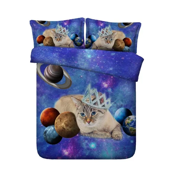 

Duvet cover 3D Cat Bedding set Luxury Cotton bed sheet Crown bed in a bag linen California King Queen size twin full double 4pcs
