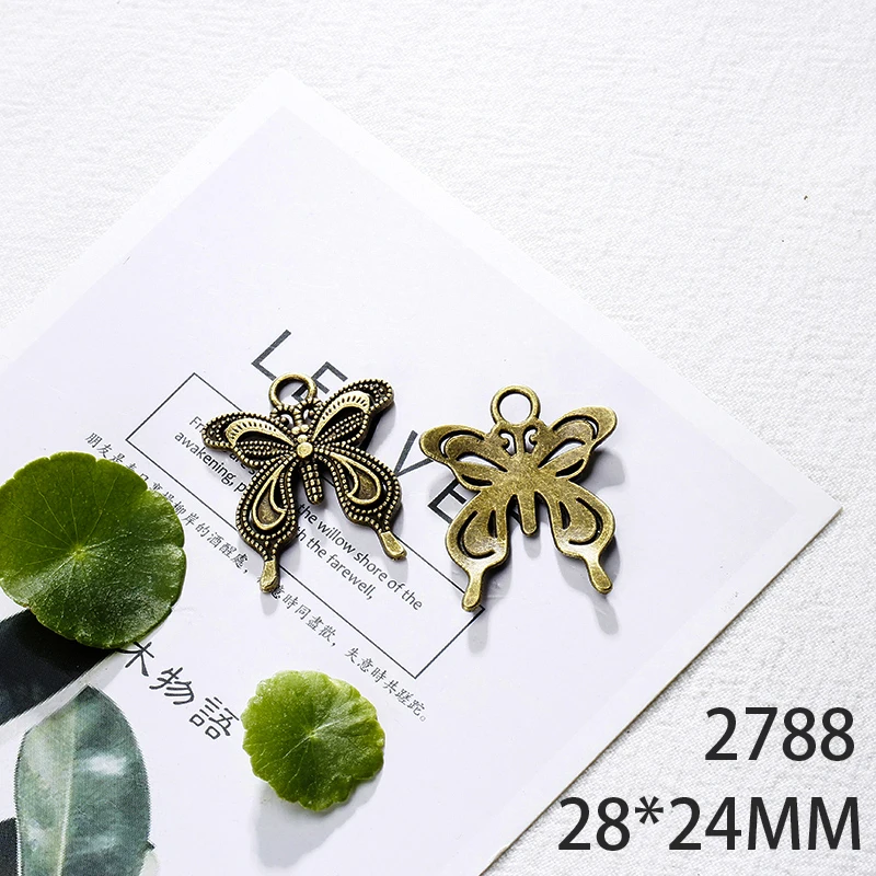 

28*24mm 6pcs Butterfly Alloy Pendant For Diy Jewelry Making 2 Colors Antique Silver Antique Bronze No.2788