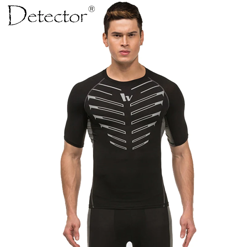 Detector Sport Man Leopard Camiseta Fitness Mens Compression Shirt Crossfit T-Shirt Running Tshirt Homme Cool Gym Clothing | Спорт и