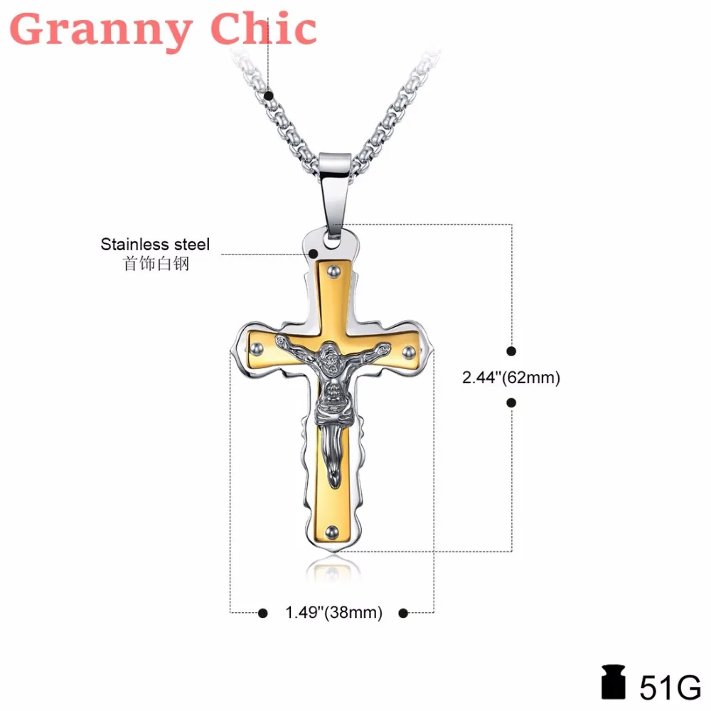 Бабушка Chic Иисус крест Распятие Иисуса подвеска и Цепочки ожерелья Цвет