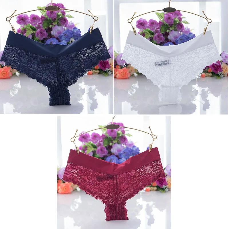 blue white red TEXIWAS, 3 шт./лот, сексуальные женские кружевные трусики-стринги, хлопковые Crtoch трусы, нижнее белье, женские прозрачные дышащие стринги, нижнее белье - Цвет: blue white red