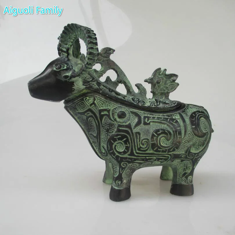 

Collectible Decorated Chinese Bronze Sheep Sculpture/Goat Box Statue