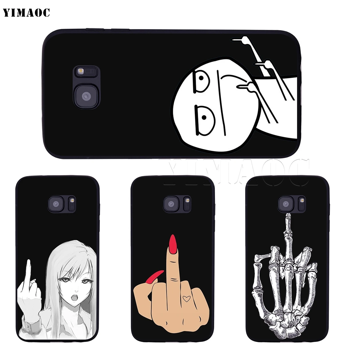 YIMAOC Cartoon Middle Finger Case for Samsung Galaxy A7 A8 A9 A10 A20 A30 A40 A50 A70 M10 M20 M30 S10e J6 Plus | Мобильные телефоны