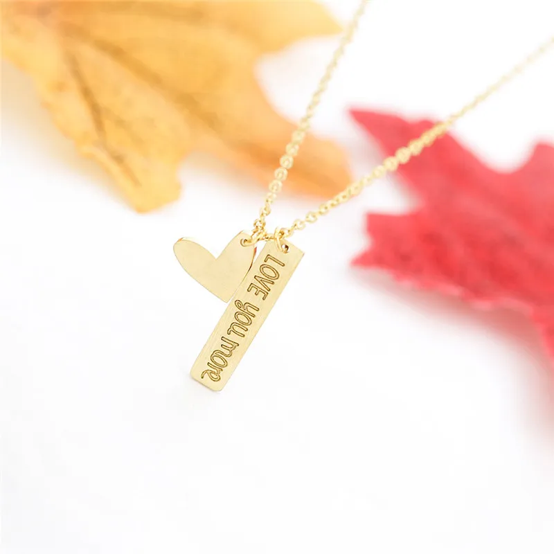 Love You More ожерелье с серебряным сердцем для женщин, ювелирные изделия для подружки невесты, цепочка из нержавеющей стали, подарок на день Святого Валентина, Bijoux Femme