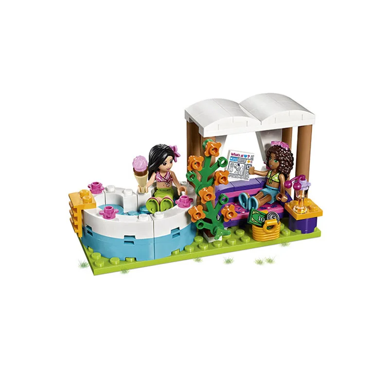 Совместимость Legoe giftse 10611 593 шт. + друзья девушки Heartlake бассейн строительные блоки