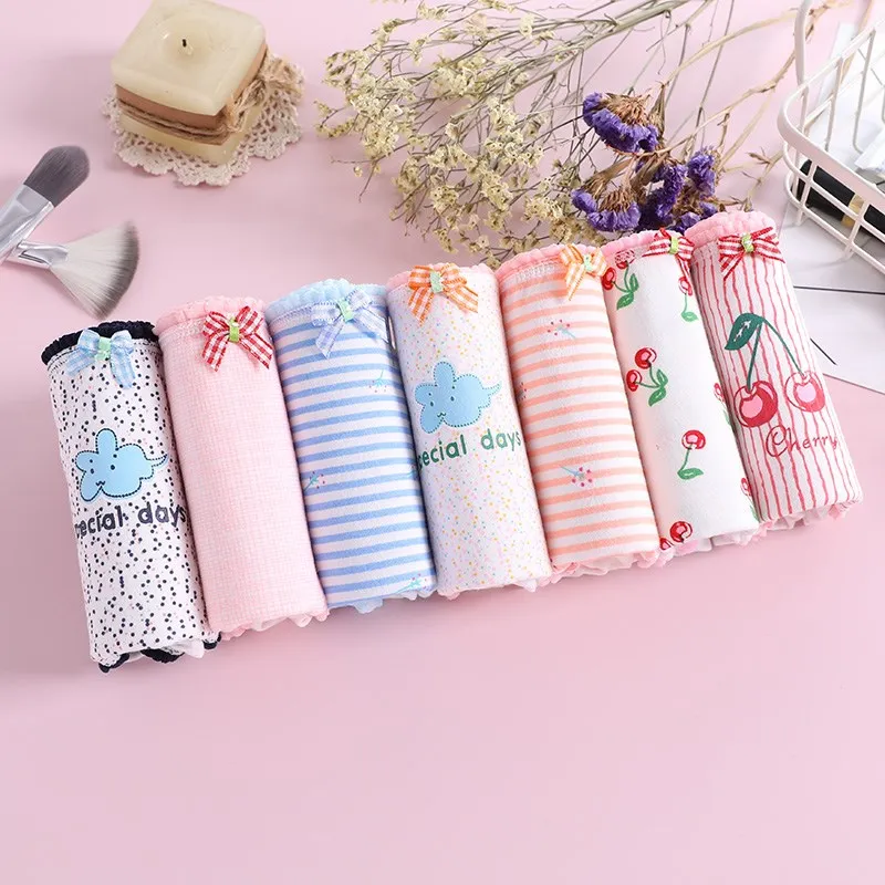 7 шт./лот нижнее белье для женщин хлопковое сексуальные трусики с принтом удобные