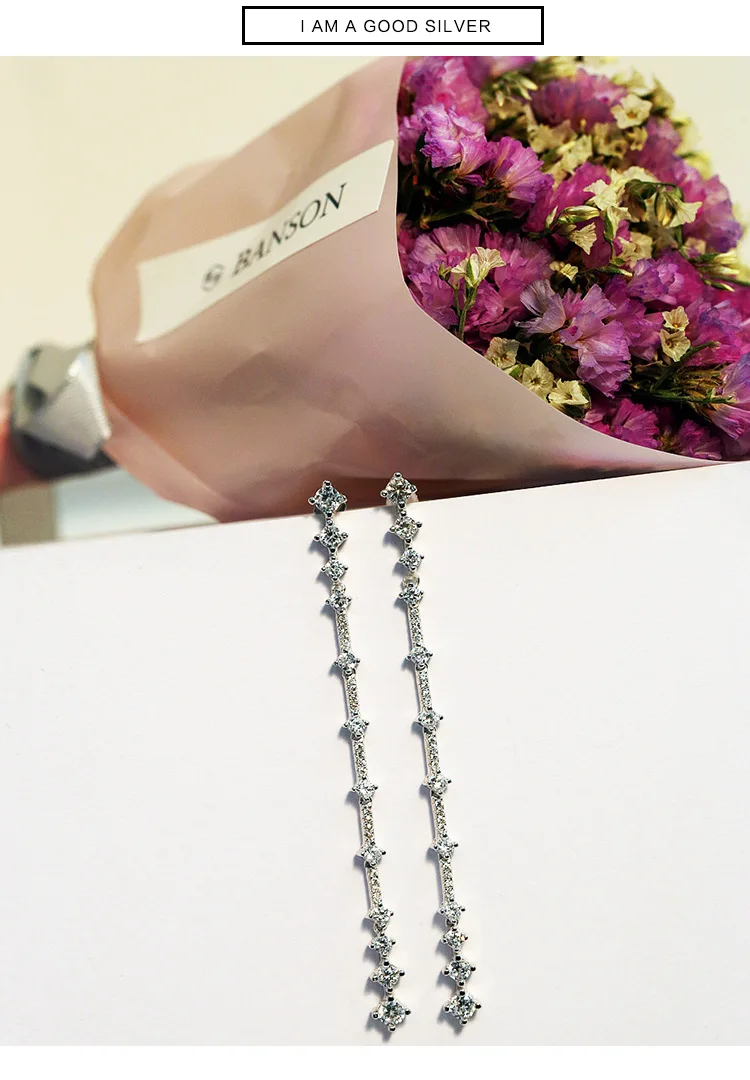 Модные женские серьги с длинным цирконием 925|earrings ball|jewelry pendantearring tray |