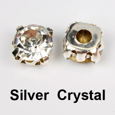Silver crystal 3 мм-10 мм Блестящий Прозрачный Кристалл Стразы пришить коготь Золотая основа комплект Стразы подходит для самостоятельного декора аксессуары - Цвет: Silver crystal