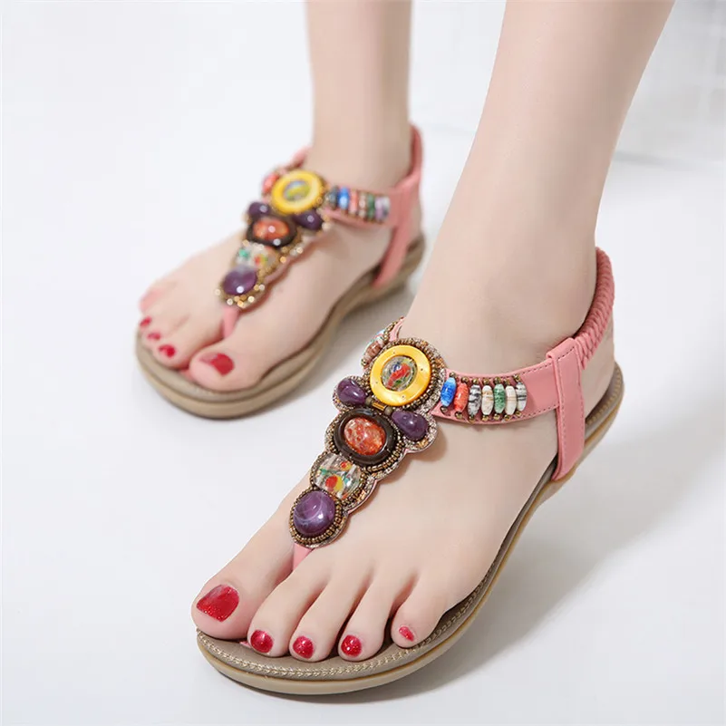 COVIBESCO Classic Round Toe Rome Casual Shoes Woman Pu Leather String Bead Solid Women Sandals 2019 Summer New Basic High Heels | Обувь