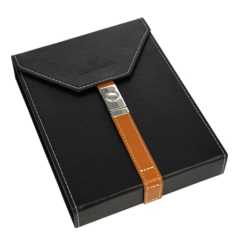 Чехол для сигар COHIBA Черная/Коричневая Кожаная переносная дорожная коробка в