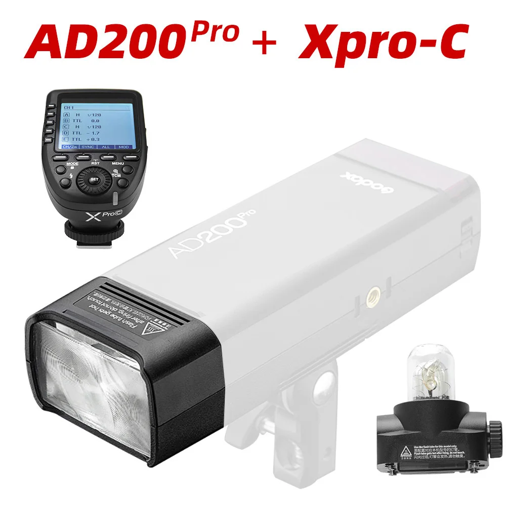 Godox AD200Pro ttl 1/8000 HSS со встроенным 2,4G беспроводным X системой наружный светильник вспышки с батареей 2900mAh Lithimu - Цвет: Xpro-C