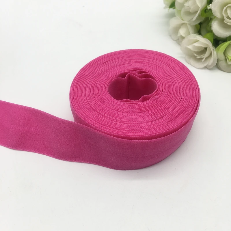Розовый(5 ярдов/партия) "(25 мм) Multirole Fold Over Elastics спандекс атласная повязка DIY кружевная швейная накладка