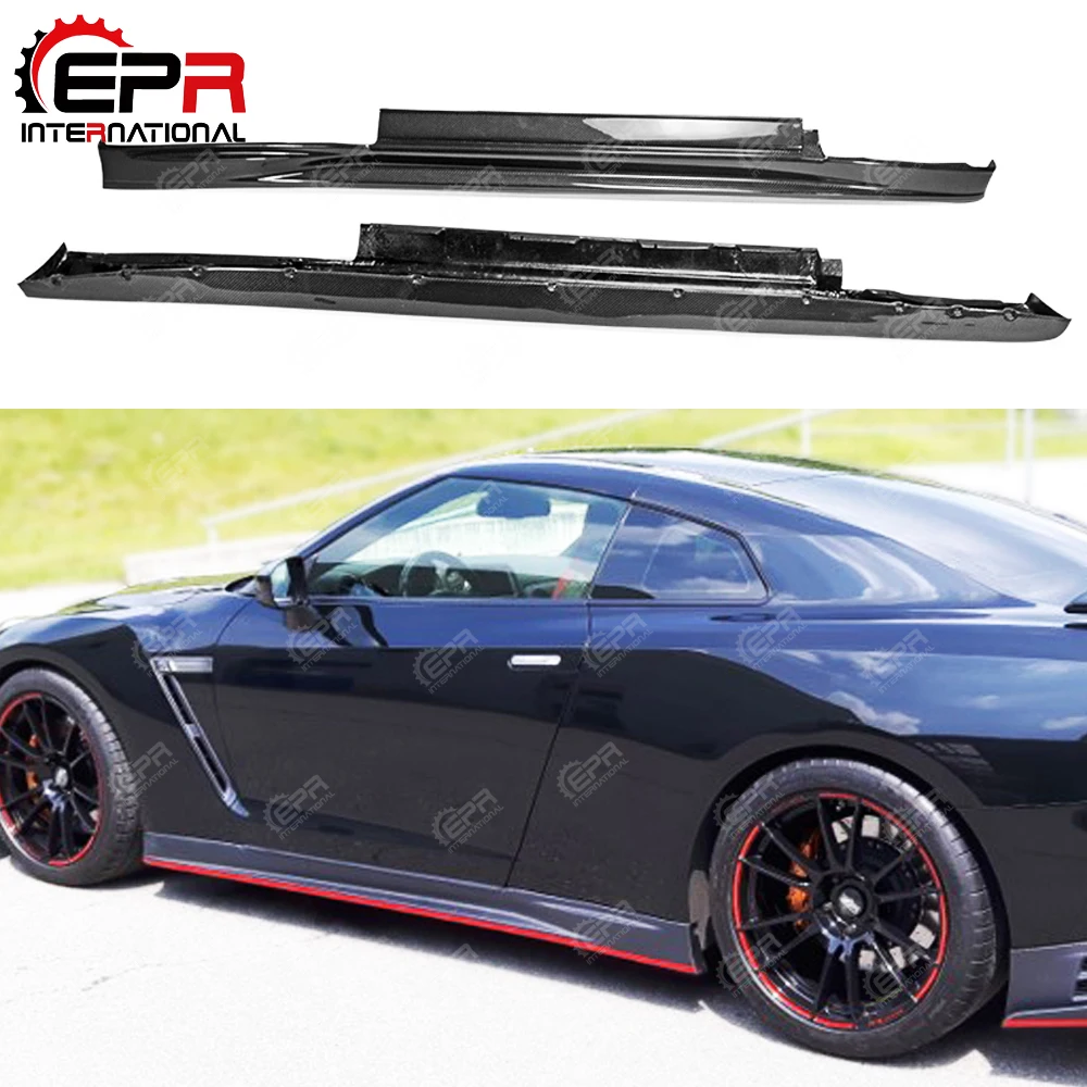 Для Nissan GTR R35 2012 на Nismo Стиль углеродное волокно сбоку юбка глянцевая отделка дверная Накладка на порог настройки расширение отделкой средства ухода за кожей Комплект часть