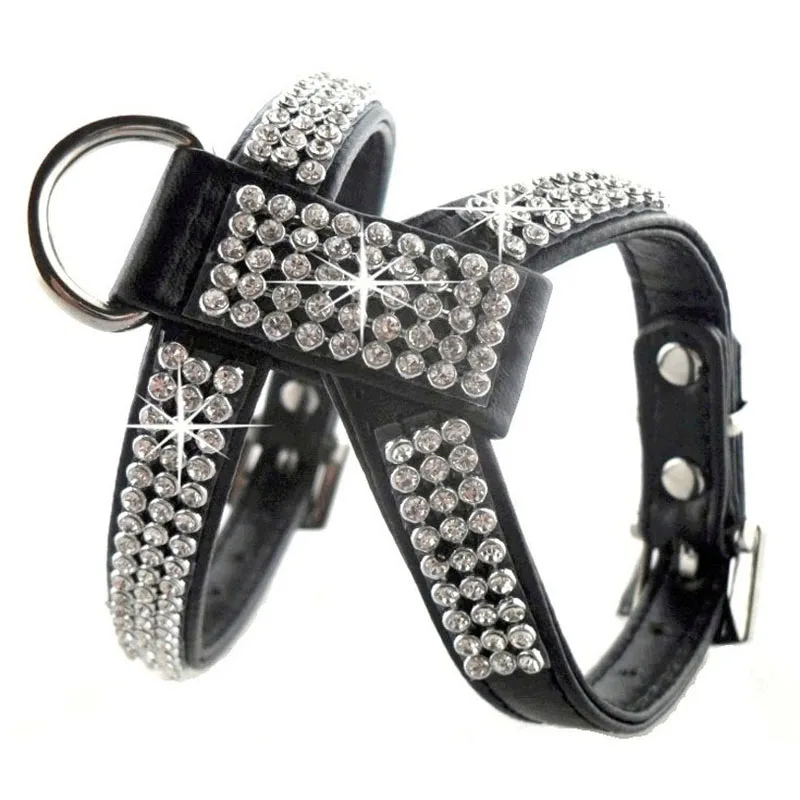 Ошейник стразы из искусственной кожи с украшениями для щенков маленьких собак