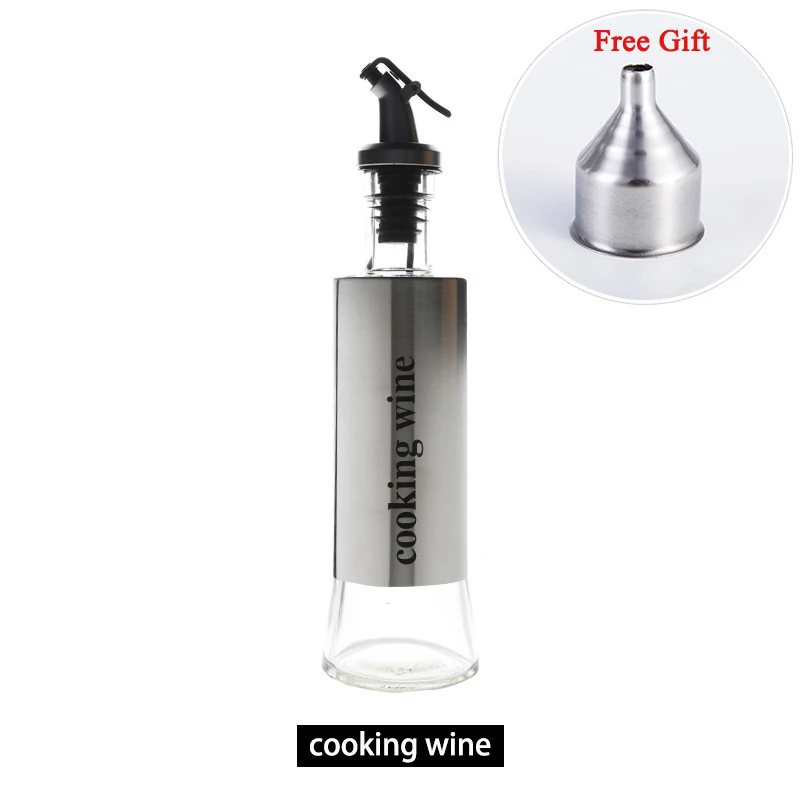 Cooking wine Bottle 350 мл бутылка для оливкового масла из нержавеющей стали Герметичный уксус соевый соус дозатор для хранения с воронкой подарочные кухонные инструменты - Цвет: Cooking wine Bottle