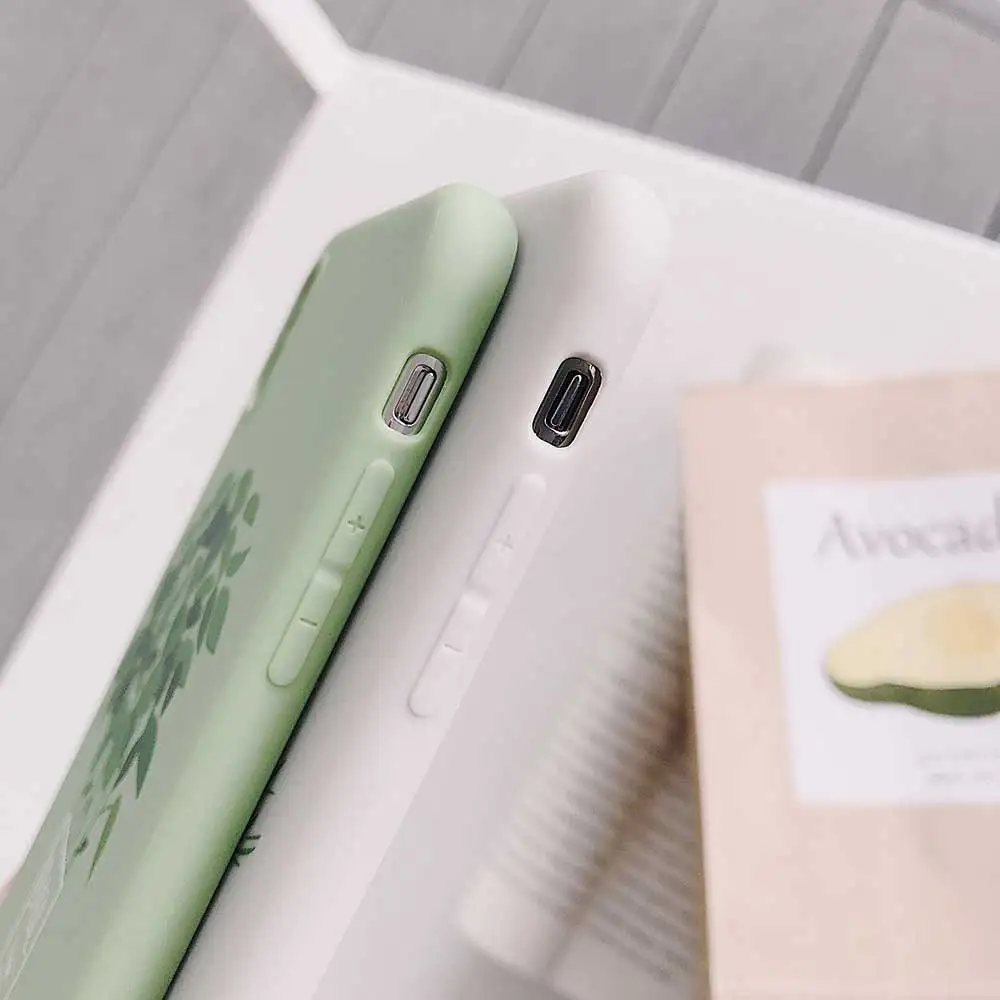 Boucho Phone Case For iPhone XR XS MAX X 6 6s 7 8 plus 8plus Soft Silicone Cover Fashion Plant Green Leaf Pattern Matte Cases |