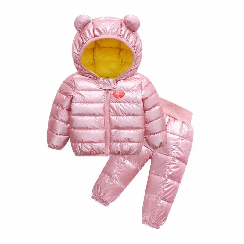 Down-Cotton Baby Children's Clothes Sets Winter Girls and Boys Hooded Jackets Coat-Pant Overalls Suit for Warm Kids Clothing | Детская