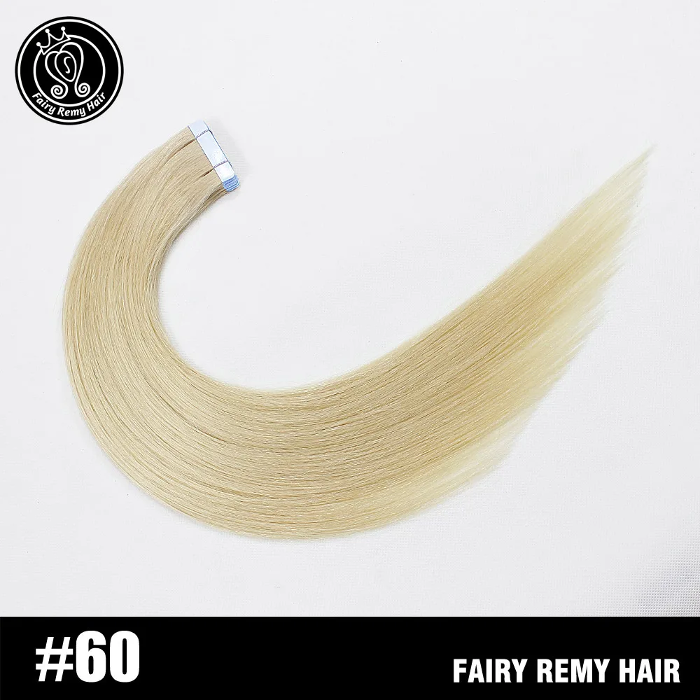#60 Сказочные волосы remy, 2,0 г/шт., 22 дюйма, натуральные человеческие волосы для наращивания на ленте, пепельный блонд, европейские волосы remy для наращивания, 40 г/ПАК - Цвет: #60