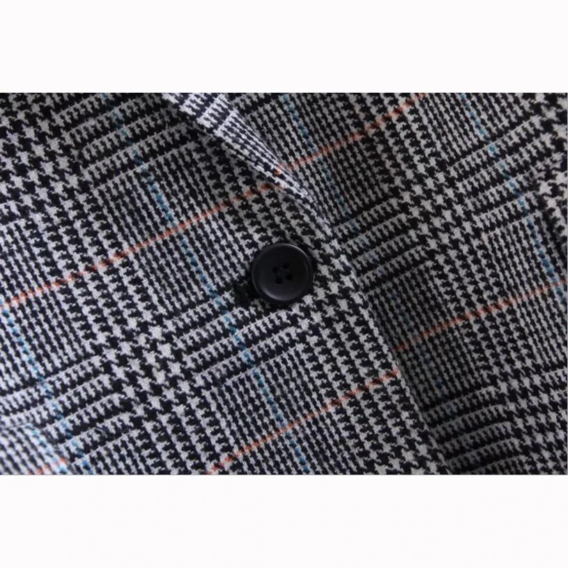 2017 осеннее и зимнее пальто клетчатое шерстяное с широкой талией костюм