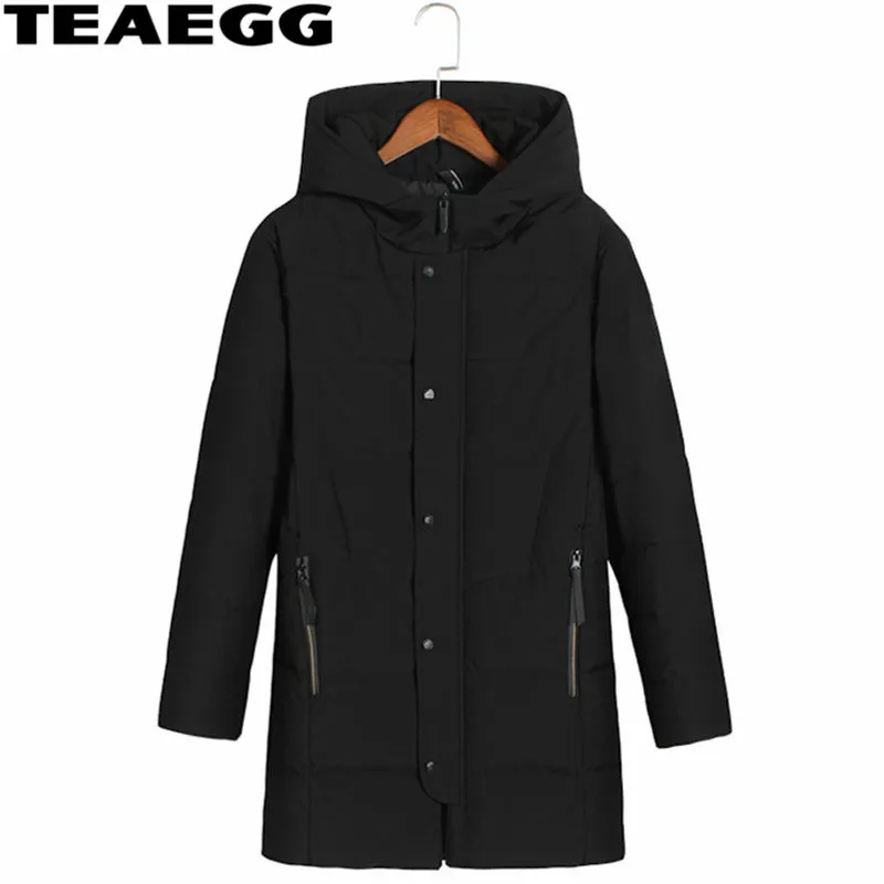 Мужская куртка с капюшоном TEAEGG черная зимняя большого размера 6XL 7XL 8XL теплая из