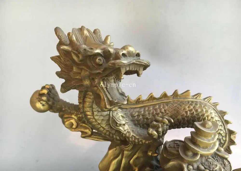 9 ''латунный дом fengshui Декор богатство сокровище благоприятный зверь дракон |