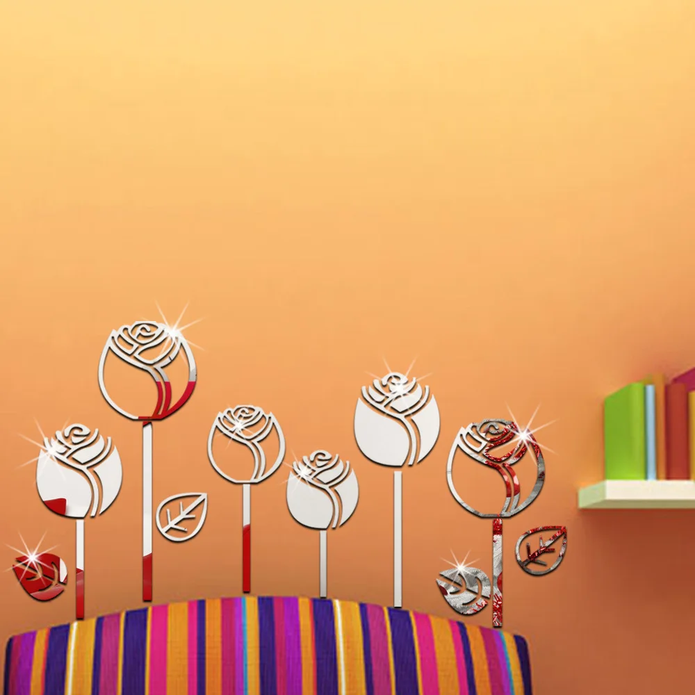 Высококачественные стикеры Funlife 35 шт. зеркальные настенные Стикеры с цветами