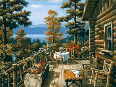 

Diy Painting WOODEN house digital number decorative wall pictures living room canvas painting frameless 40X50cm AOP052