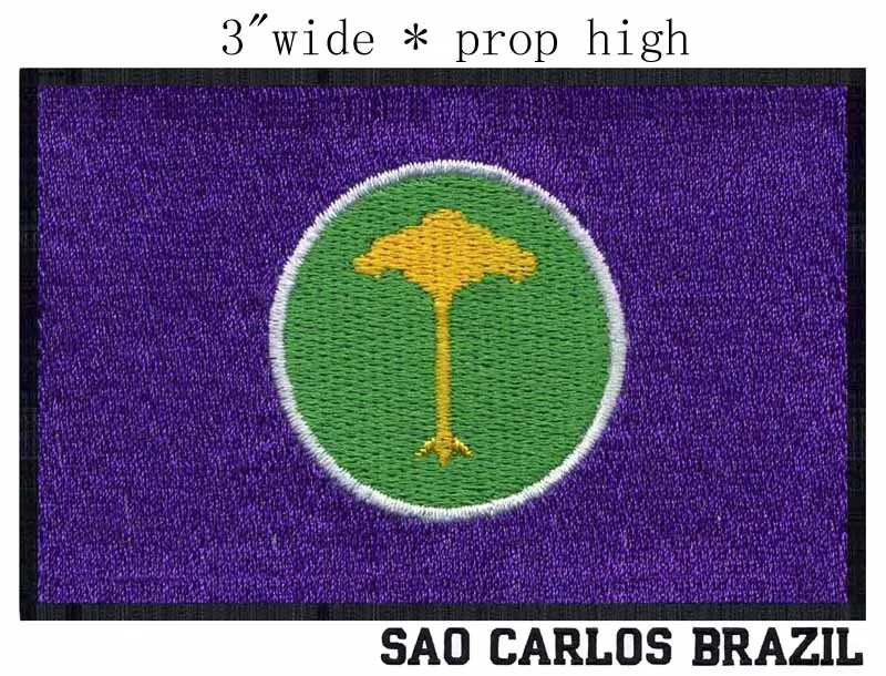 Sao Carlos бразильский флаг 3 &quotШирокая вышивка патч для дерева/значок патч/bastidor para