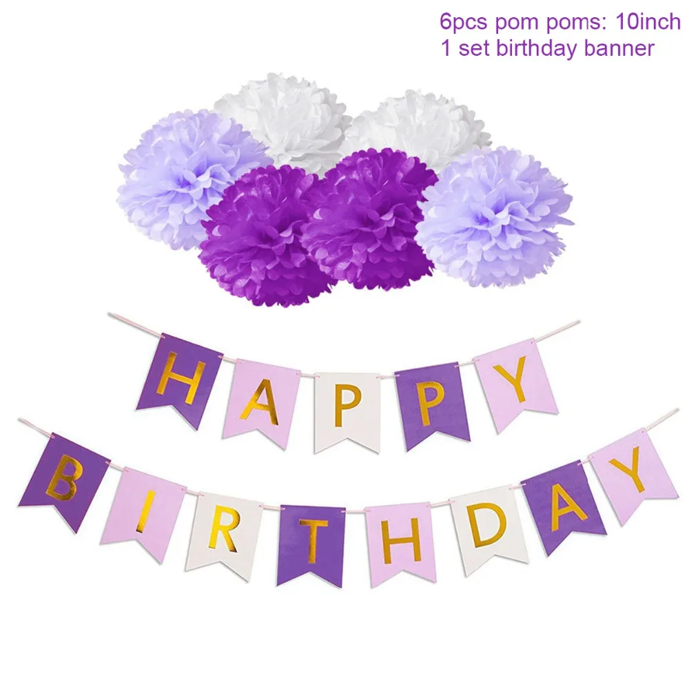 LAPHIL синий розовый бумажный счастливый день рождения баннер гирлянда латексные