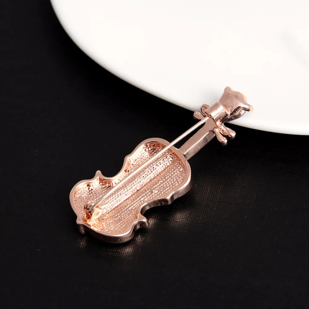 

JUJIE Fashion Violin Brooches For Women 2019 Crystal Instruments Lapel Brooch Pins Femme Jewelry Dropshipping
