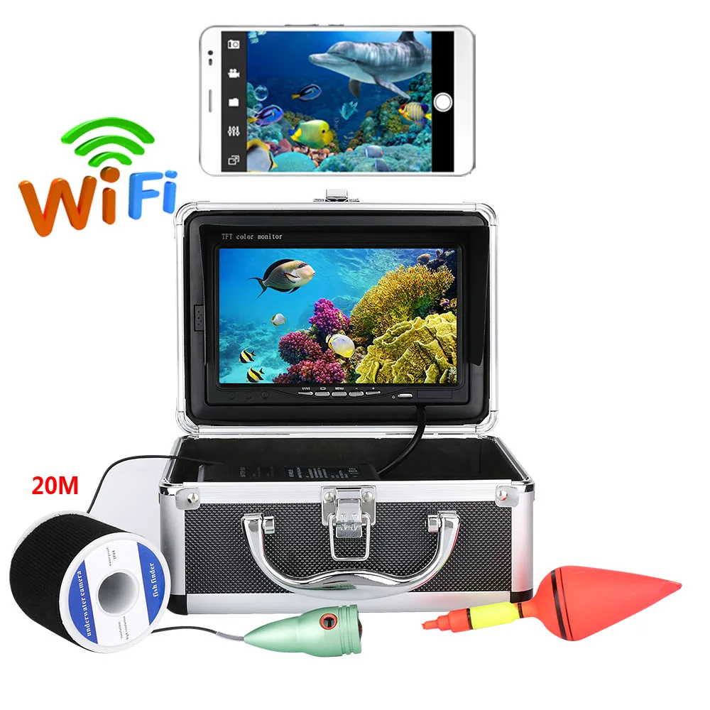 

PDDHKK Wifi Wireless 7'' Inch 1000TVL Video Recorder Fishing Camera for Ice/Lake Fishing with 6 PCS 1W White LEDs APP Viewing
