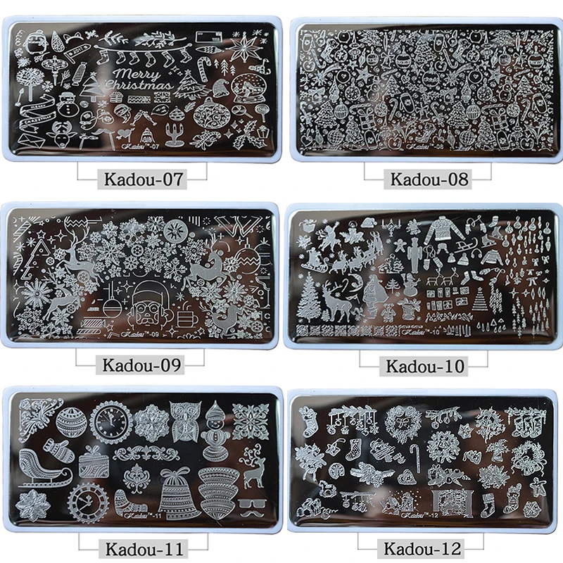 

Рождественская, зимняя маникюрная пластина Kadou & SPH, из нержавеющей стали, Рождественский шаблон, набор «сделай сам», 20 видов стилей